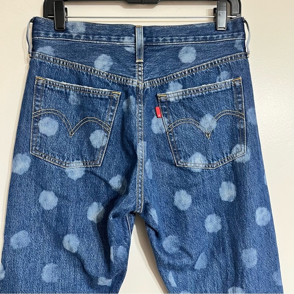 Levi's 501 30x29 Polka Dot Jeans High Rise Ankle Button Fly Raw Hem - Picture 9 of 9